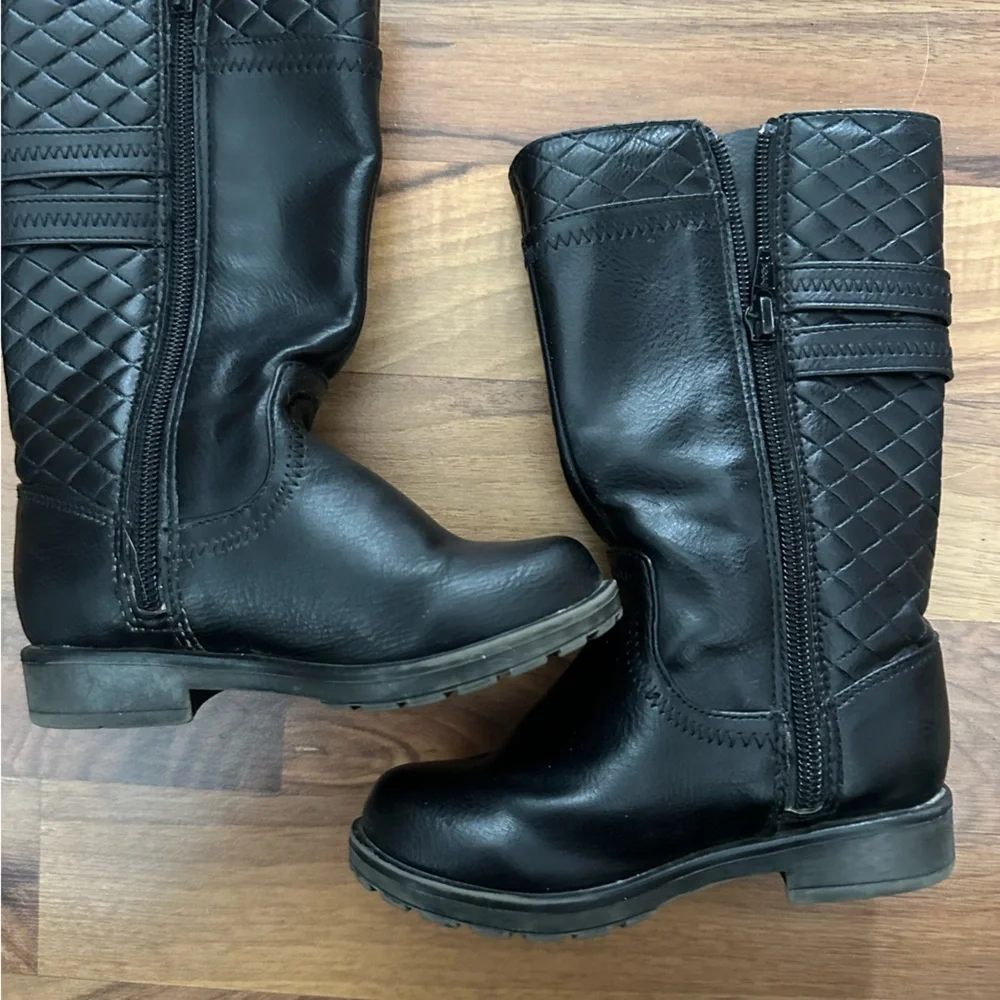Stride Rite Black Quilted Buckle Boots
